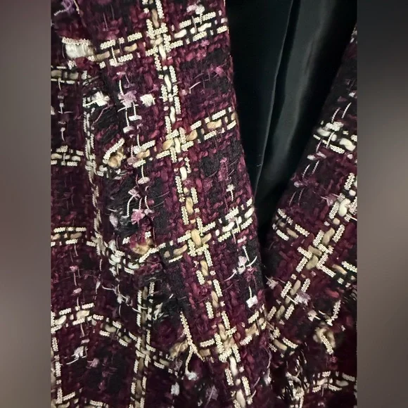 Karl Lagerfeld Ashland Aubergine windowpane plaid Blazer size 12 never worn - Picture 5 of 6